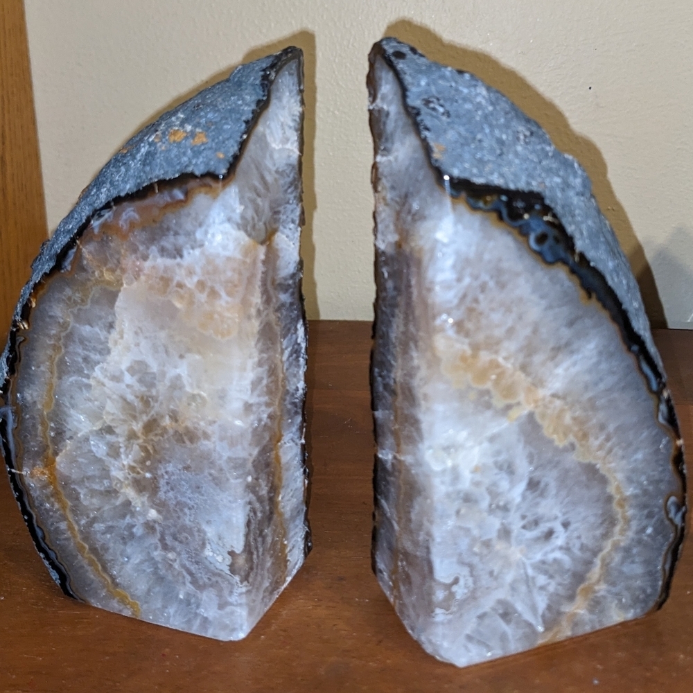 💲ON SALE!!💲Agate Geode Section Pair of Bookends / Decor Pieces Natural Stone - Picture 9 of 13